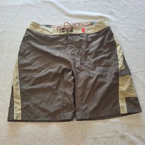 The North Face Olive Green Men’s Board Shorts Swim Trunks Size 36 Drawstring